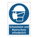 Schutzhelm und Atemschutz erforderlich