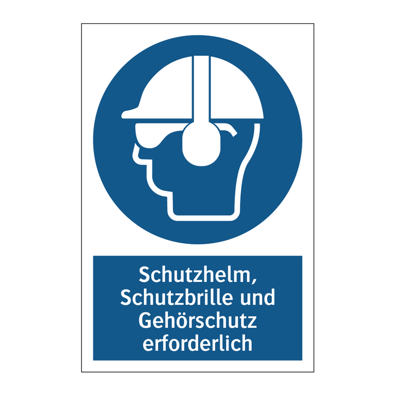Schutzhelm, Schutzbrille und Gehörschutz erforderlich