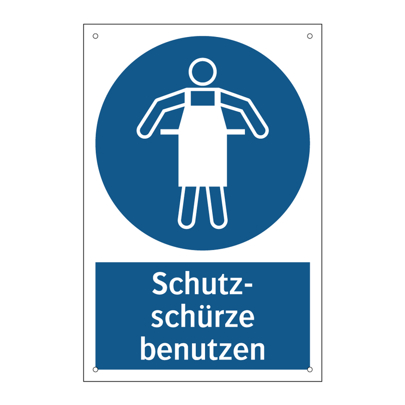 Schutz- schürze benutzen