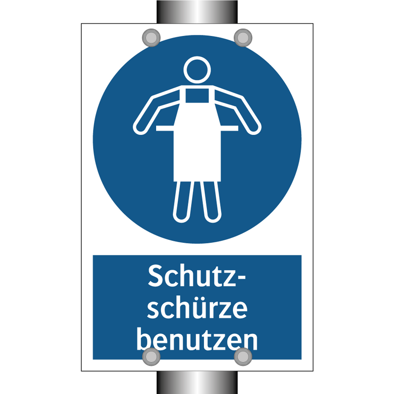 Schutz- schürze benutzen