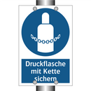 Druckflasche mit Kette sichern