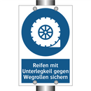 Reifen mit Unterlegkeil gegen Wegrollen sichern