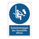 Sicherheitsbügel des Sessellifts öffnen