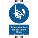 Sicherheitsbügel des Sessellifts öffnen