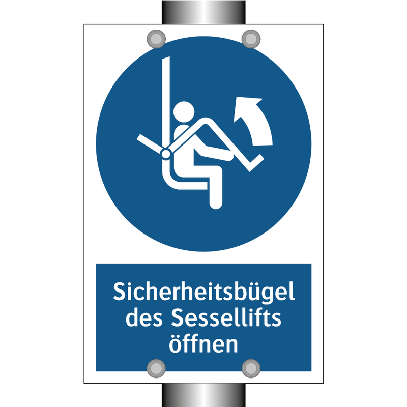 Sicherheitsbügel des Sessellifts öffnen