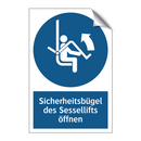 Sicherheitsbügel des Sessellifts öffnen