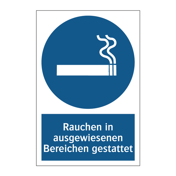 Rauchen in ausgewiesenen Bereichen gestattet