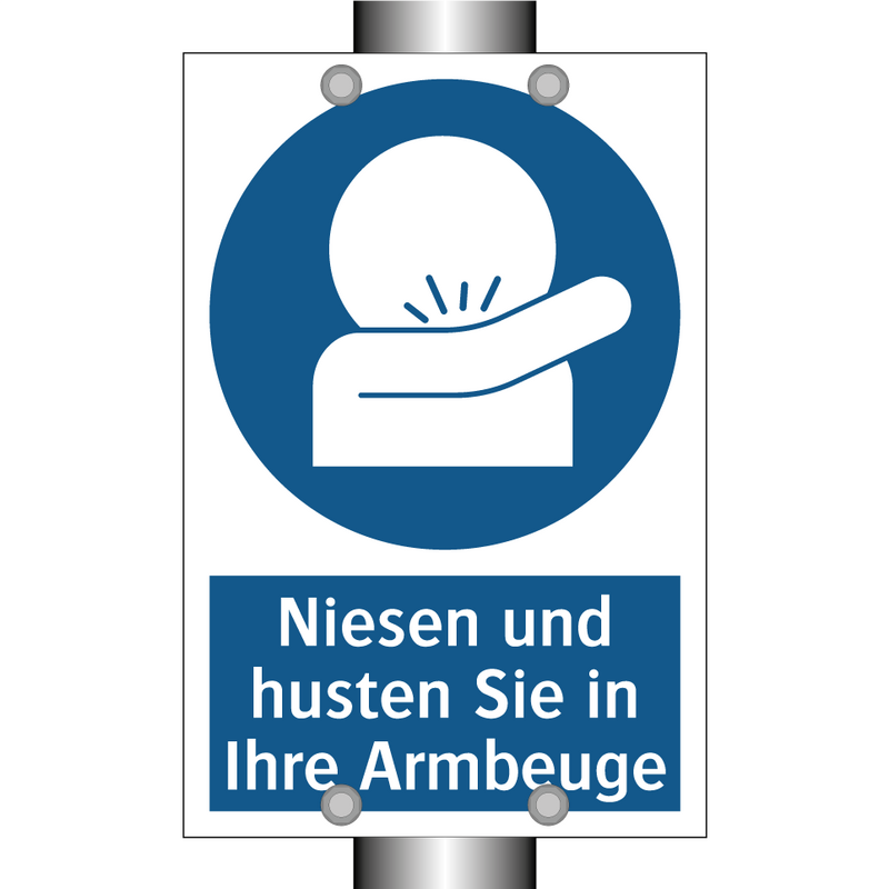 Niesen und husten Sie in Ihre Armbeuge