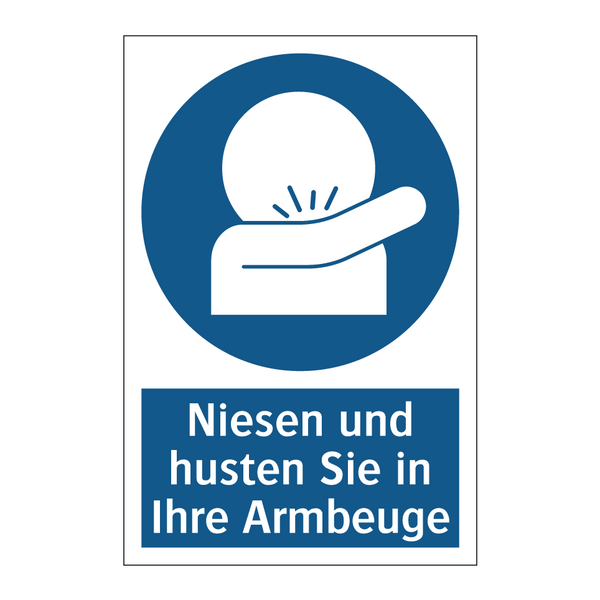 Niesen und husten Sie in Ihre Armbeuge