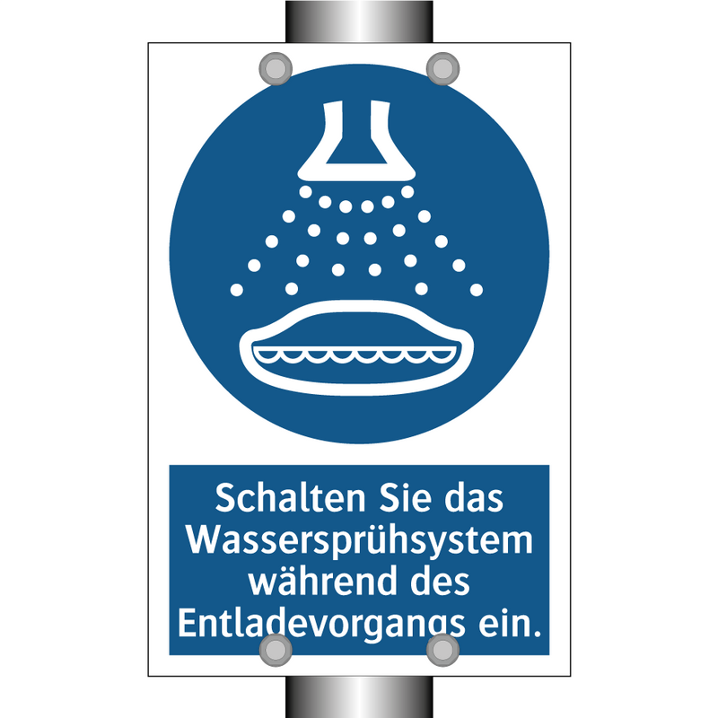 Schalten Sie das Wassersprühsystem während des Entladevorgangs ein.