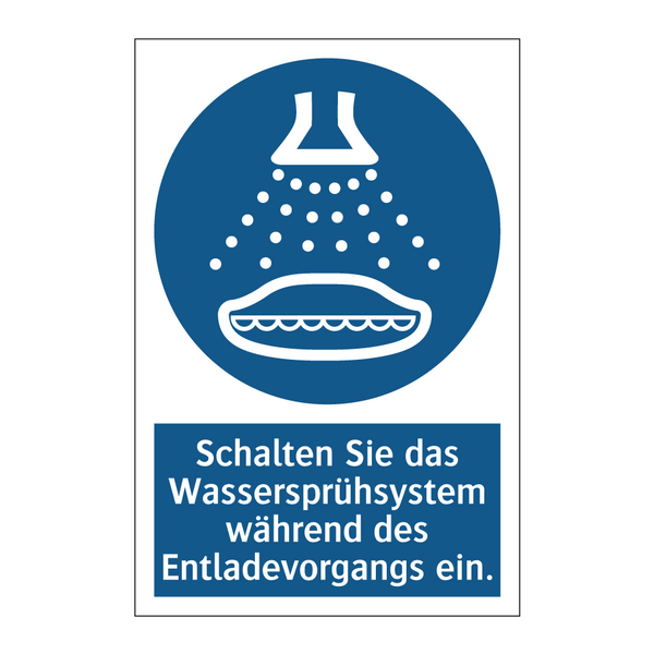 Schalten Sie das Wassersprühsystem während des Entladevorgangs ein.