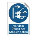 Vor dem Öffnen den Stecker ziehen