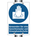 Verwenden Sie eine Gesichtsmaske und Einweghandschuhe