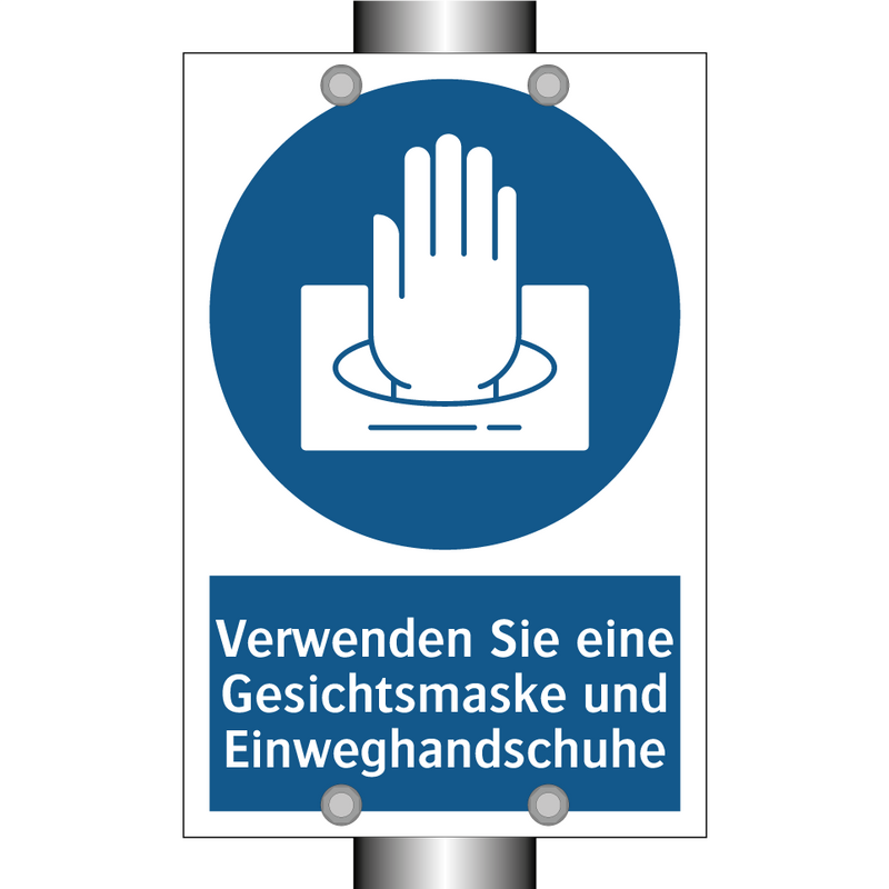 Verwenden Sie eine Gesichtsmaske und Einweghandschuhe