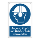 Augen-, Kopf- und Gehörschutz verwenden