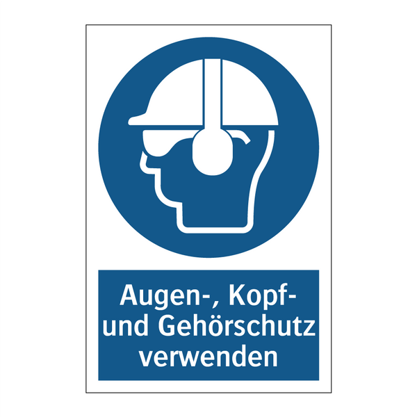 Augen-, Kopf- und Gehörschutz verwenden