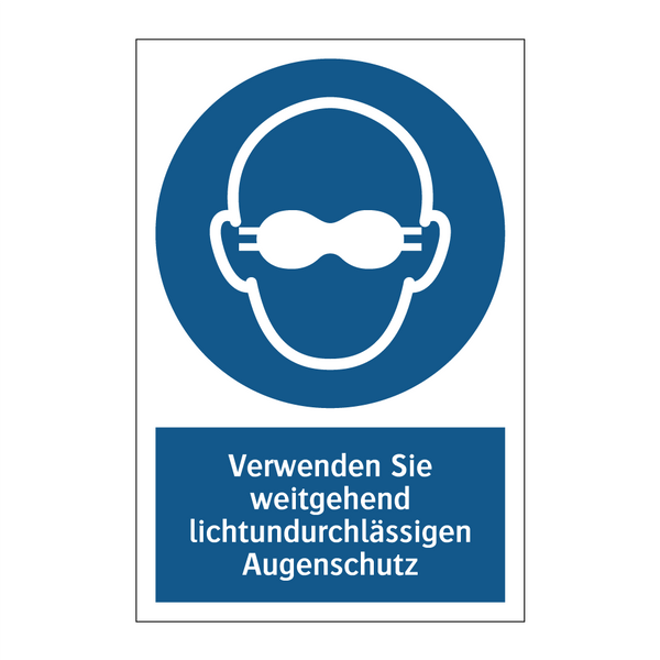 Verwenden Sie weitgehend lichtundurchlässigen Augenschutz