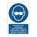 Verwenden Sie weitgehend lichtundurchlässigen Augenschutz (tragen Sie getönte Schutzbrillen)