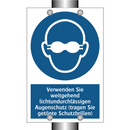 Verwenden Sie weitgehend lichtundurchlässigen Augenschutz (tragen Sie getönte Schutzbrillen)