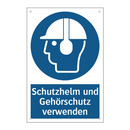 Schutzhelm und Gehörschutz verwenden