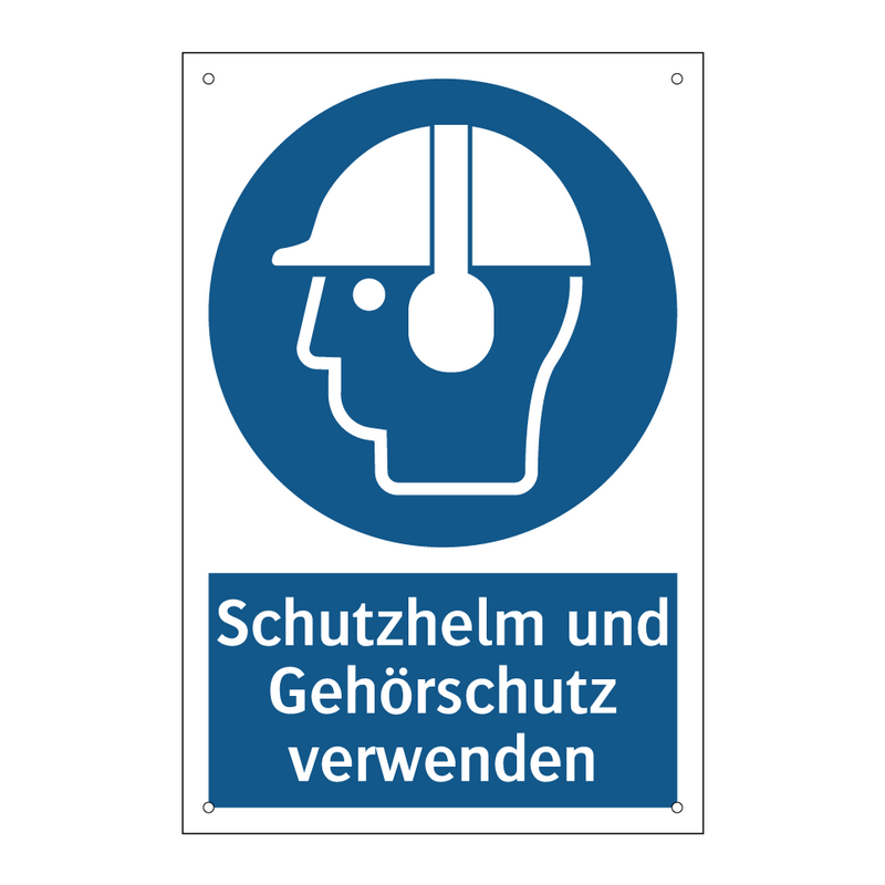 Schutzhelm und Gehörschutz verwenden