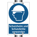 Schutzhelm und Schutzbrille verwenden