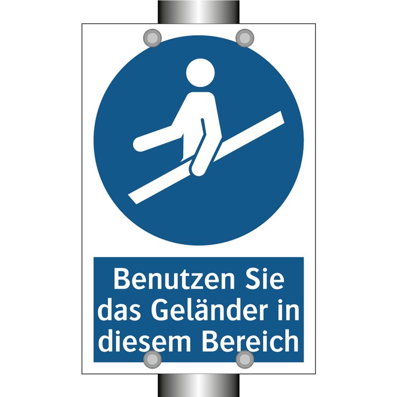 Benutzen Sie das Geländer in diesem Bereich