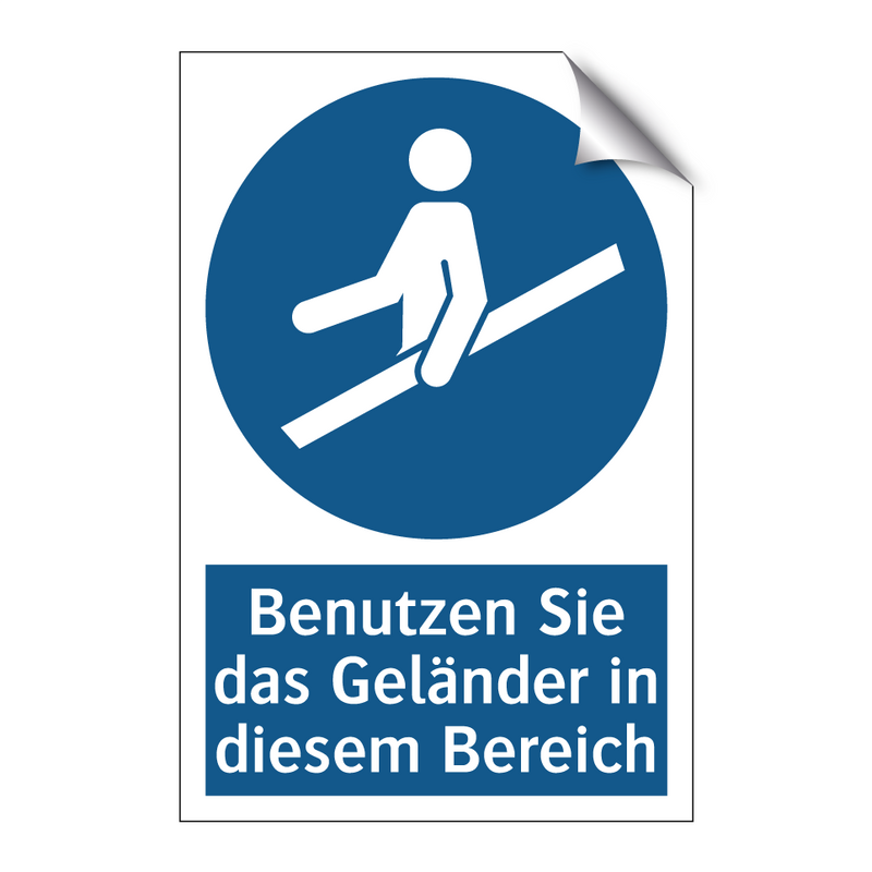 Benutzen Sie das Geländer in diesem Bereich