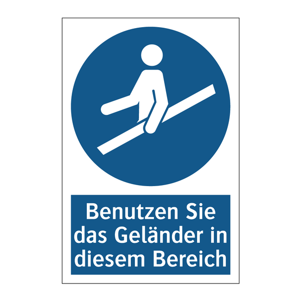 Benutzen Sie das Geländer in diesem Bereich