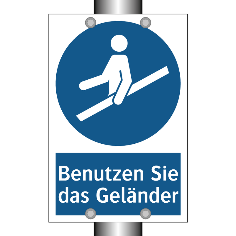 Benutzen Sie das Geländer