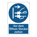 Vor dem Öffnen Stecker ziehen
