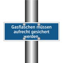Gasflaschen müssen aufrecht gesichert werden.
