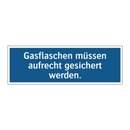 Gasflaschen müssen aufrecht gesichert werden.