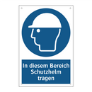 In diesem Bereich Schutzhelm tragen