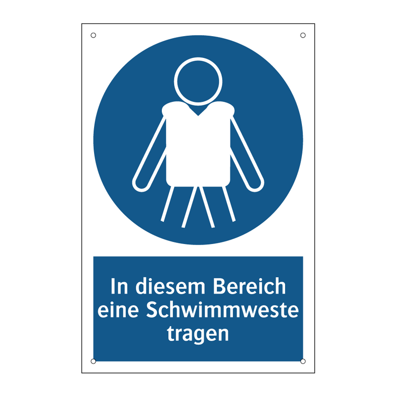 In diesem Bereich eine Schwimmweste tragen