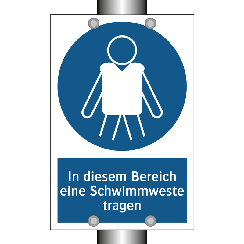 In diesem Bereich eine Schwimmweste tragen