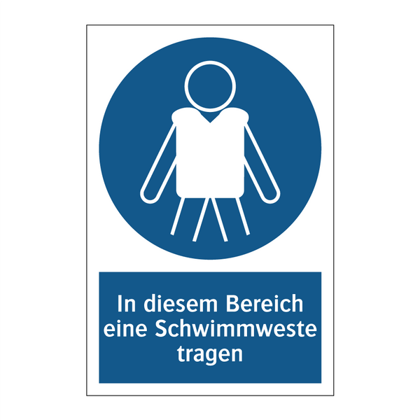 In diesem Bereich eine Schwimmweste tragen