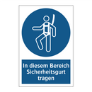 In diesem Bereich Sicherheitsgurt tragen
