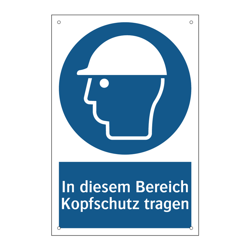 In diesem Bereich Kopfschutz tragen