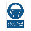 In diesem Bereich Kopfschutz tragen