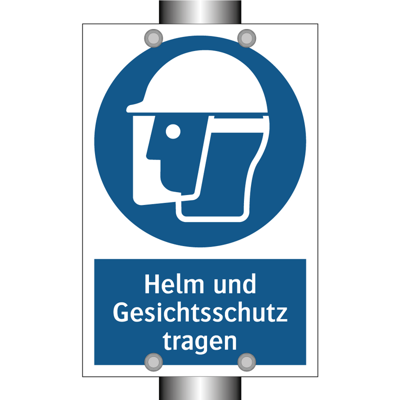 Helm und Gesichtsschutz tragen