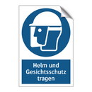 Helm und Gesichtsschutz tragen