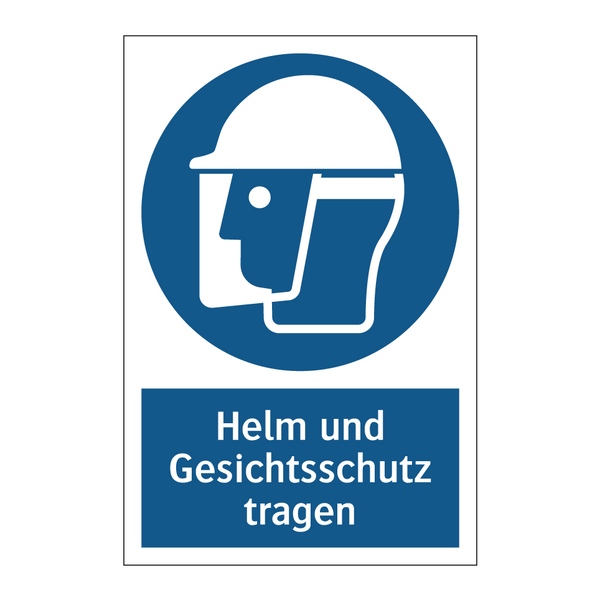 Helm und Gesichtsschutz tragen