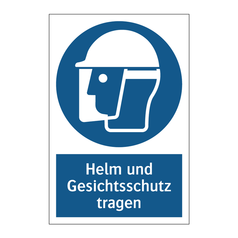Helm und Gesichtsschutz tragen