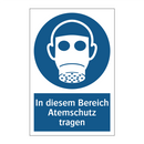 In diesem Bereich Atemschutz tragen