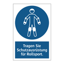 Tragen Sie Schutzausrüstung für Rollsport.
