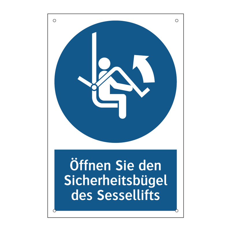Öffnen Sie den Sicherheitsbügel des Sessellifts