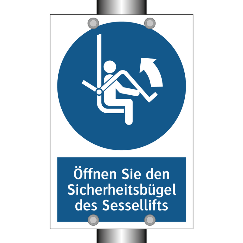 Öffnen Sie den Sicherheitsbügel des Sessellifts