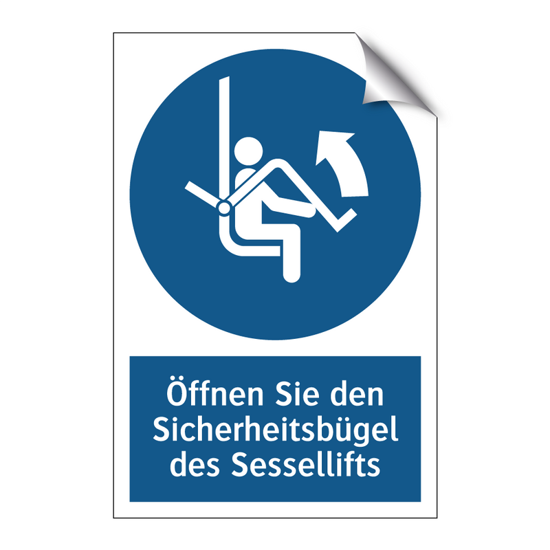 Öffnen Sie den Sicherheitsbügel des Sessellifts