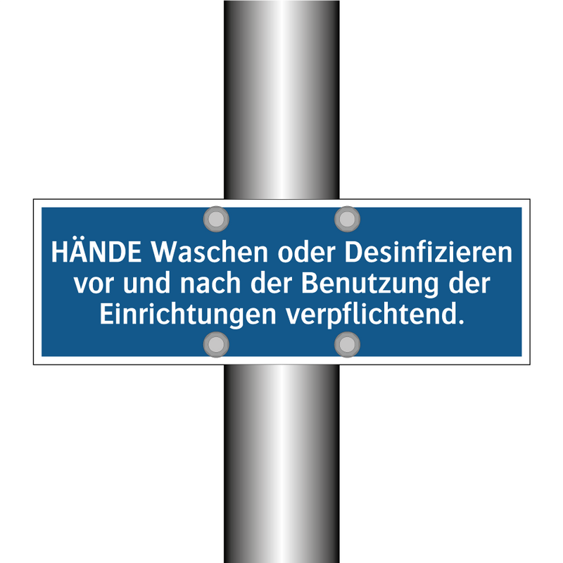 HÄNDE Waschen oder Desinfizieren vor und nach der Benutzung der Einrichtungen verpflichtend.